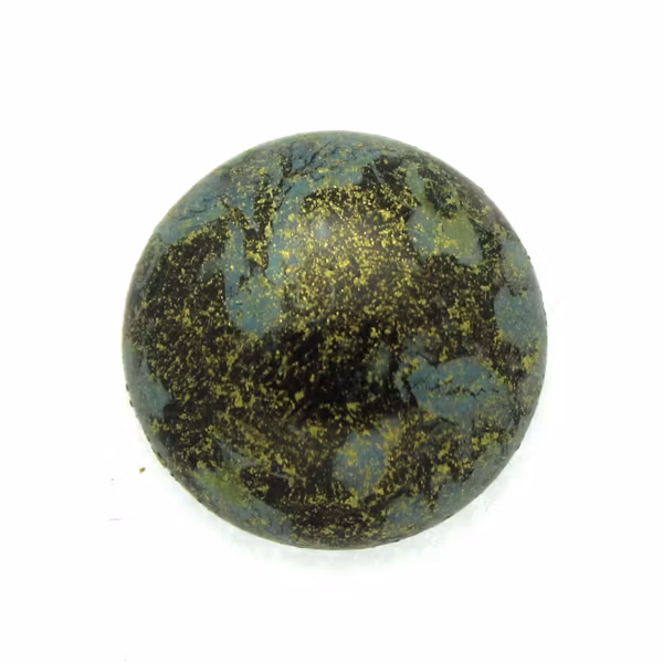 Metallic Mat Green Spotted Cabochon Par Puca 14mm 1st