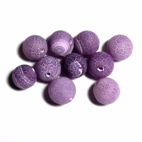 Lila Matte Krackelerad Agat 10mm 10st