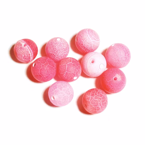 Rosa Matte Krackelerad Agat 10mm 10st