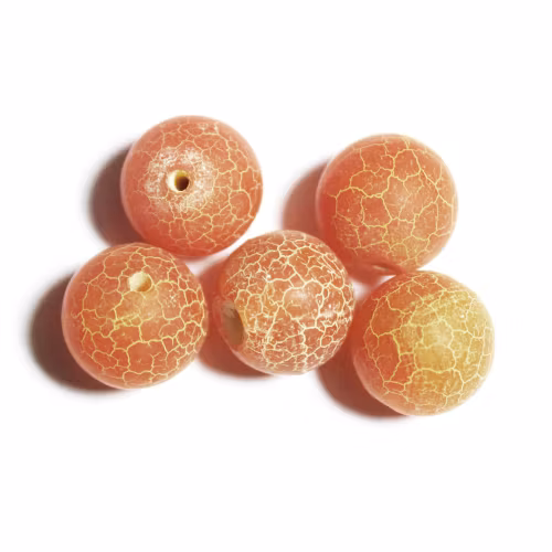 Orange Matte Krackelerad Agat 12mm 5st