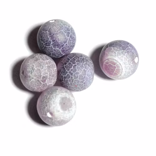 Lila Matte Krackelerad Agat 12mm 5st