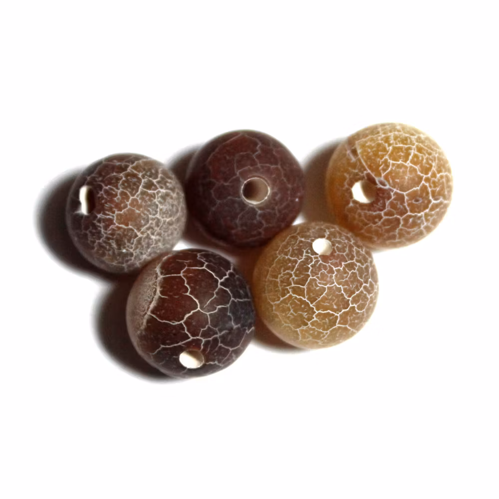 Brun Matte Krackelerad Agat 12mm 5st