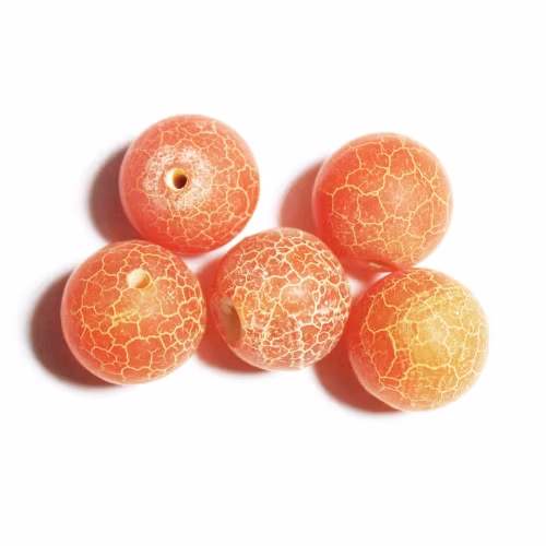 Orange Matte Krackelerad Agat 14mm 5st