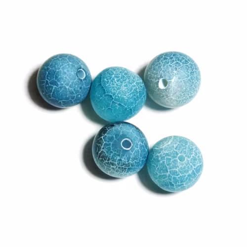 Turkos Matte Krackelerad Agat 14mm 5st
