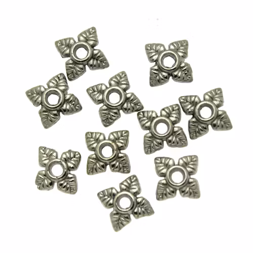 Silveroxidfärgad Pärlhatt 4-bladig Löv 6mm 10st