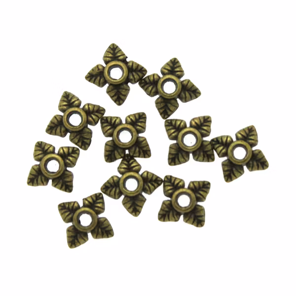 Bronsfärgad Pärlhatt 4-bladig Löv 6mm 10st