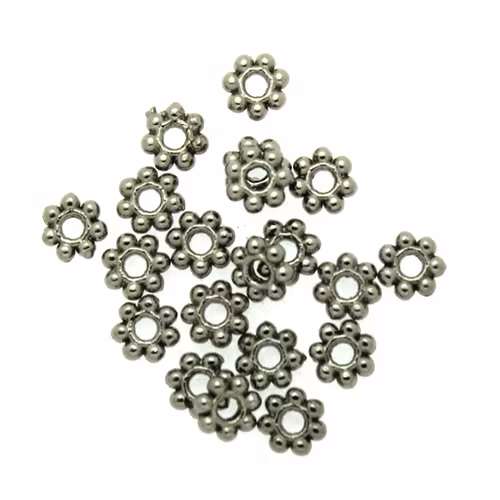Silveroxidfärgad Daisy Mellandel 4mm 20st