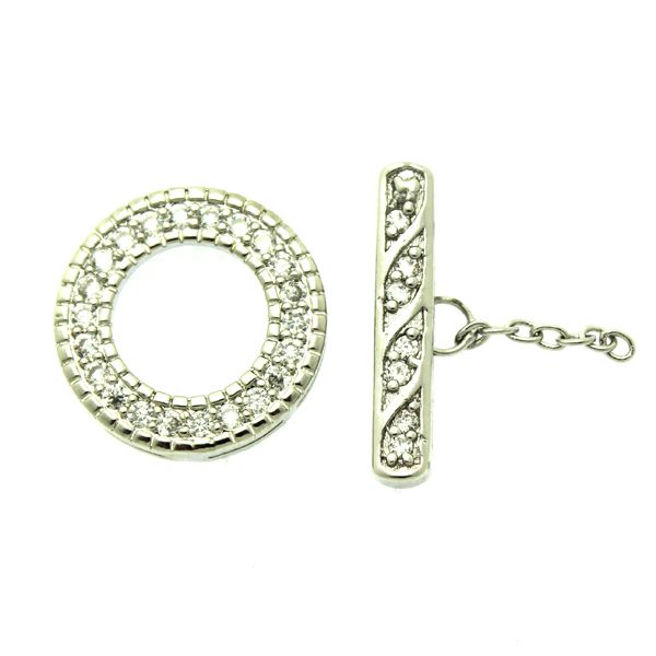 Platinumpläterad Togglelås Strass 17mm 1set