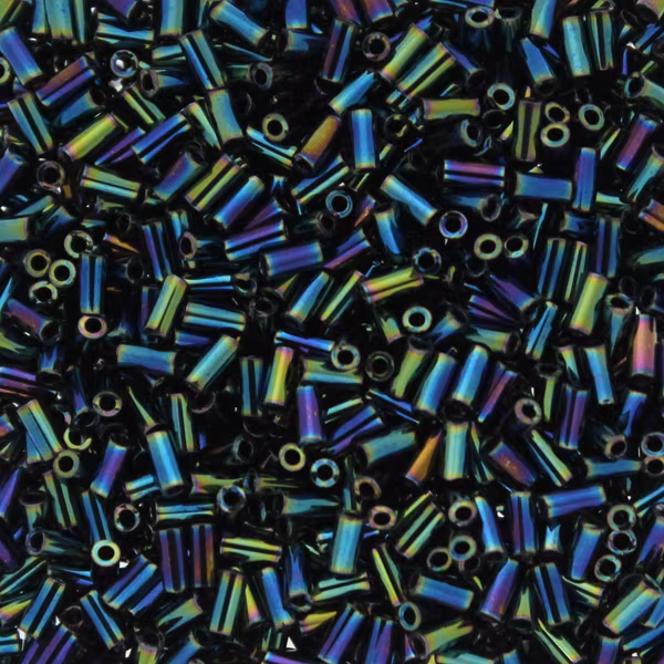 Metallic Variegated Blue Iris BGL1-0455 Miyuki Bugle Beads 3mm 10g