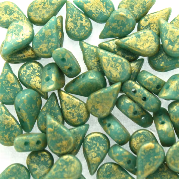 Opaque Green Turquoise Gold Splash Amos 5g
