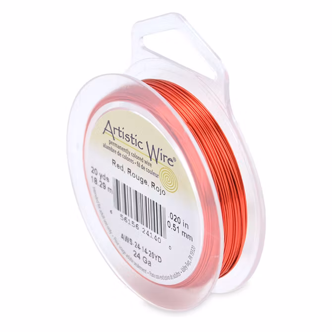 Red Artistic Wire 24 Gauge/0,51mm 20yd/18,2m