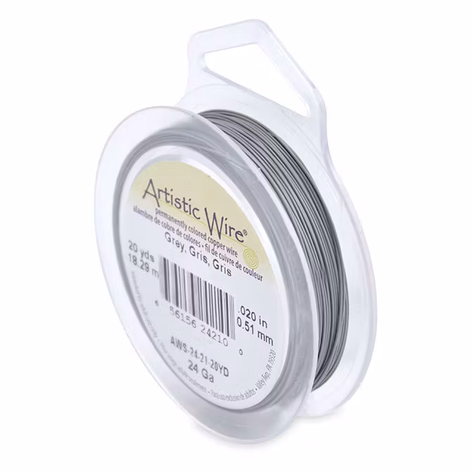 Grey Artistic Wire 24 Gauge/0,51mm 20yd/18,2m