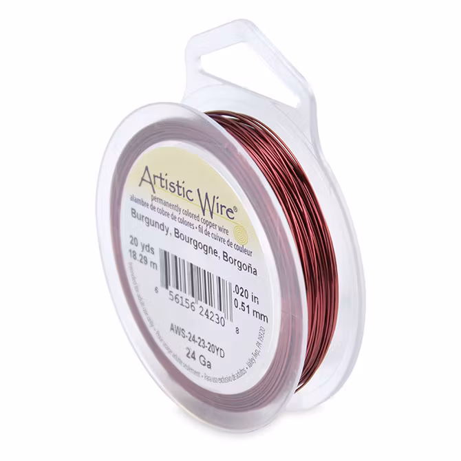 Burgundy Artistic Wire 24 Gauge/0,51mm 20yd/18,2m