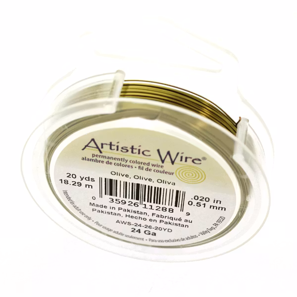 Olive Artistic Wire 24 Gauge/0,51mm 20yd/18,2m