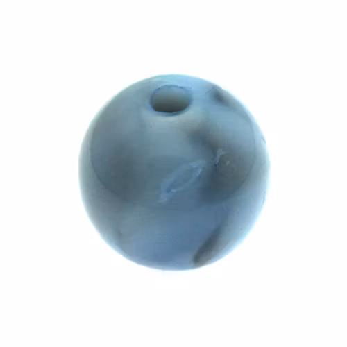 Opaque Blue Black Swirl Rund Acrylpärla 14mm 1st