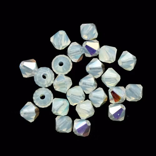 White Opal AB Preciosa Bicone 4mm 24st