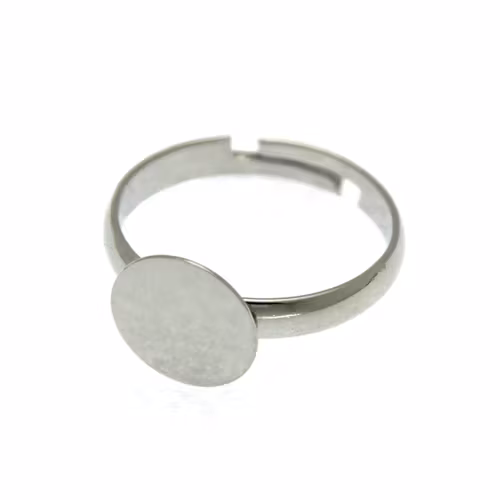 Mörkt Silverfärgad Ringstomme Rundad Ring 10mm Platta 1st