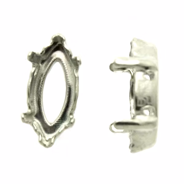 Mörkt Silverfärgad Infattning Navette 15x7mm 3st