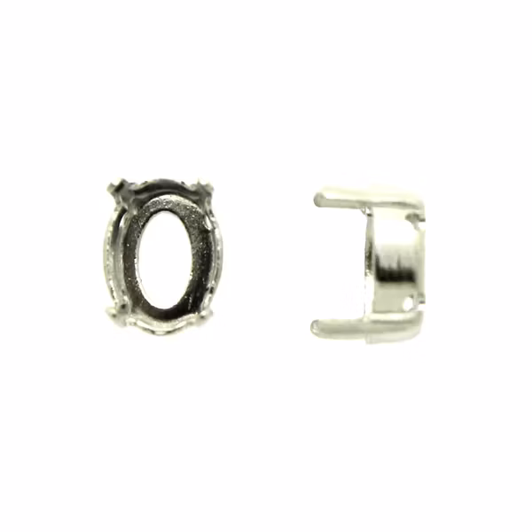 Mörkt Silverfärgad Infattning Oval 8x6mm 4st
