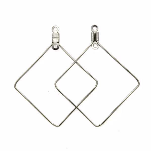 Mörkt Silverfärgad 40x32mm Fyrkant Hänge 2st