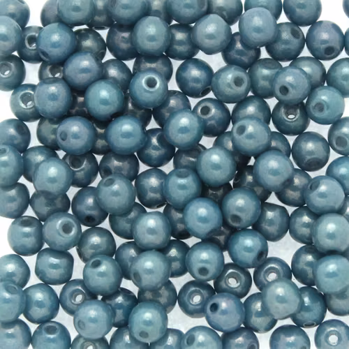 Opaque White Blue Luster Runda/Druks 3mm 100st
