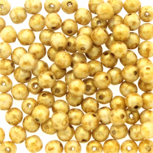 Opaque Beige Spotted Runda/Druks 3mm 100st