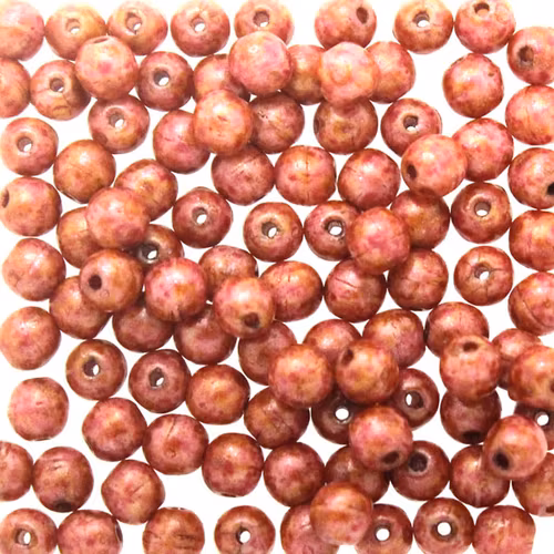 Opaque Rose Spotted Runda/Druks 3mm 100st