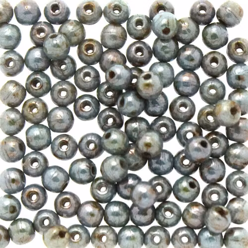 Opaque White Mix Blue/Green Luster Runda/Druks 3mm 100st