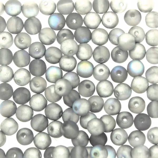 Crystal Silver Rainbow Matted Runda/Druks 4mm 100st