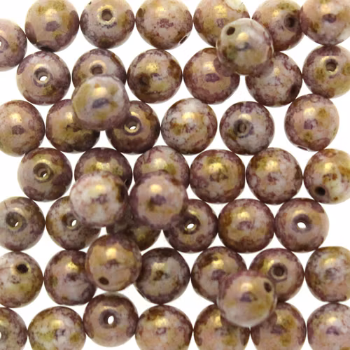 Opaque White Bronze Picasso Runda/Druks 6mm 50st