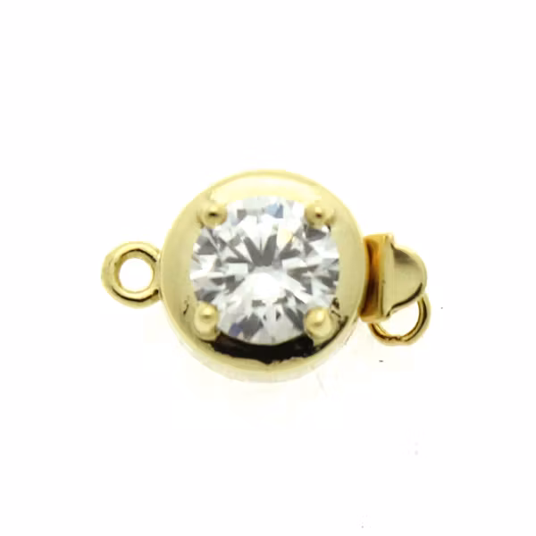 Boxlås Slät med Stor Strass Guldfärgad 15x10mm 1st