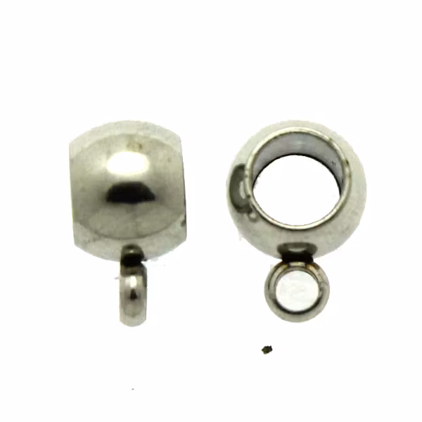 Berlockhållare Rund Slät 9x6mm Mörkt Silverfärgad 2st