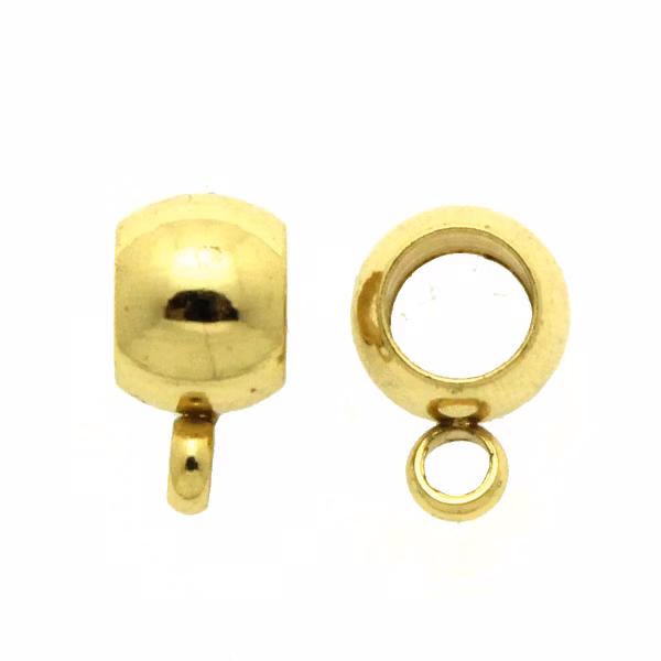 Berlockhållare Rund Slät 9x6mm Guldfärgad 2st