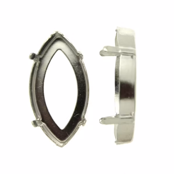 Mörkt Silverfärgad Infattning Navette 32x17mm 1st