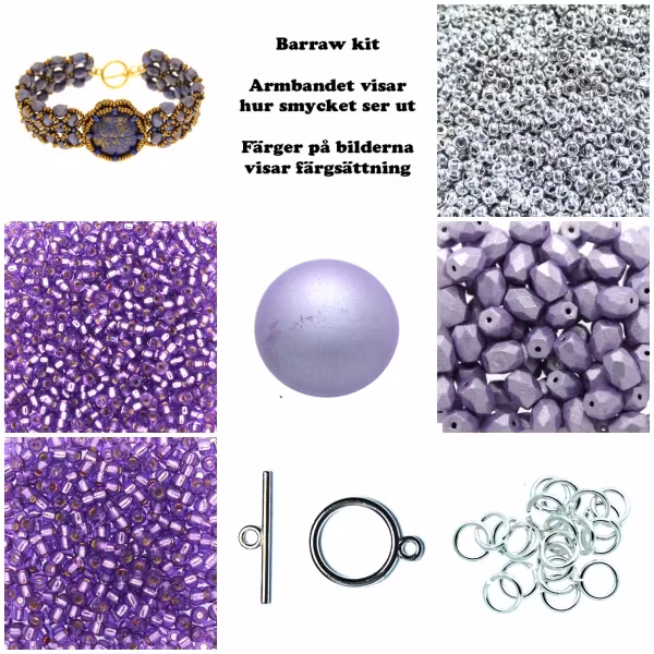 Barraw Armband Kit Lila och Silver (EJ MÖNSTER ENDAST PÄRLOR)