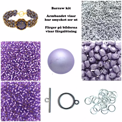 Barraw Armband Kit Lila och Silver (EJ MÖNSTER ENDAST PÄRLOR)
