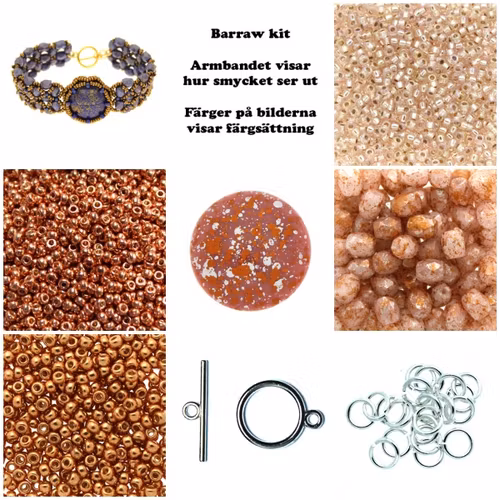 Barraw Armband Kit Rosa och Koppar (EJ MÖNSTER ENDAST PÄRLOR)