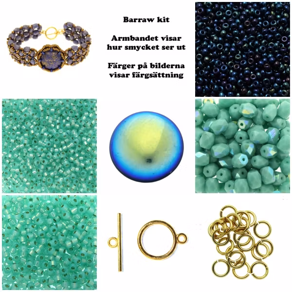 Barraw Armband Kit Grön Turkos (EJ MÖNSTER ENDAST PÄRLOR)