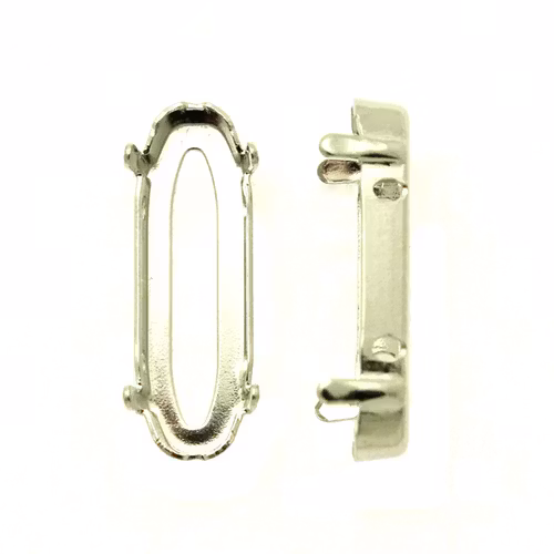 Mörkt Silverfärgad Infattning Long Oval 21x7mm 2st