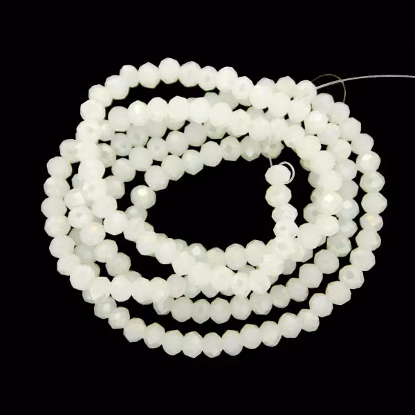 White Opal Luster Facetterade Rondeller / Abacus 2x3mm ca150st