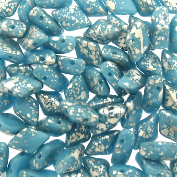 Opaque Turquoise Silver Splash Gemduo 10g