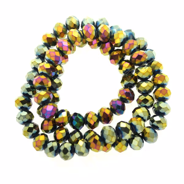 Metallic Rainbow Facetterade Rondeller / Abacus 6x8mm ca70st