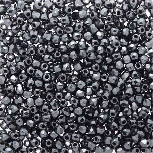 Hematite Fire Polish TRUE 2mm 50st