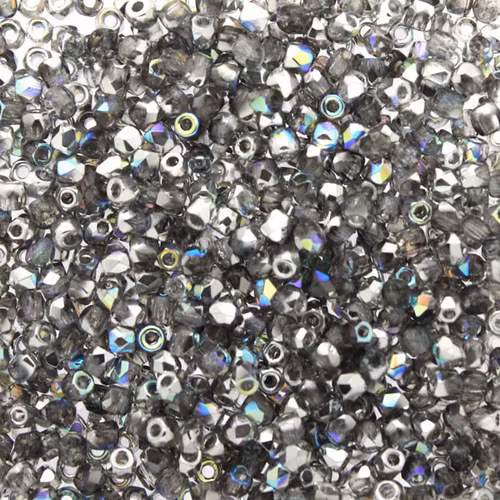 Crystal Silver Rainbow Fire Polish TRUE 2mm 50st