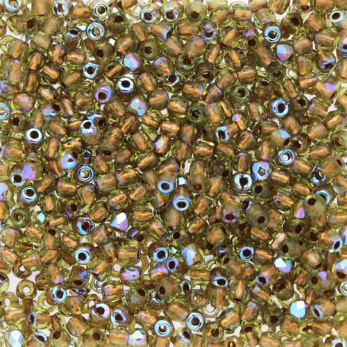 Copperlined Olivine AB Fire Polish TRUE 2mm 50st