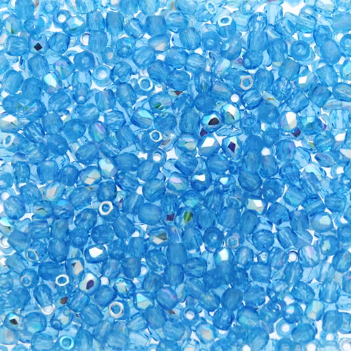 Aquamarine AB Fire Polish TRUE 2mm 50st