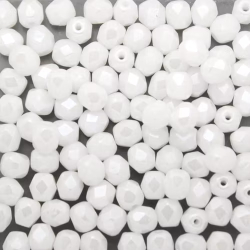 Opaque White Shimmer Fire Polish 4mm 100st