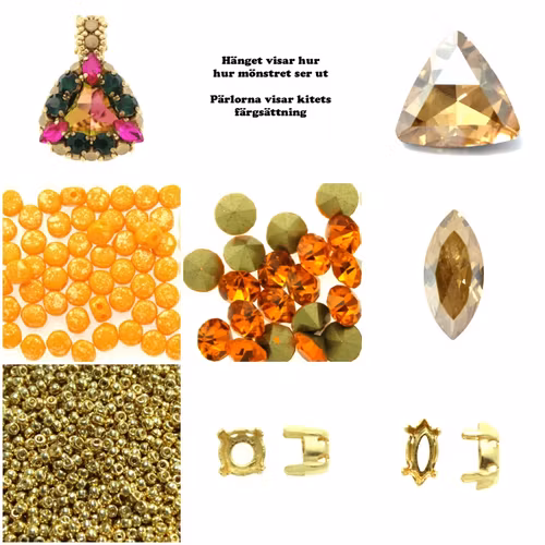 Orange/Guld Inkalos Trekant Hänge Kit (EJ MÖNSTER ENDAST PÄRLOR)