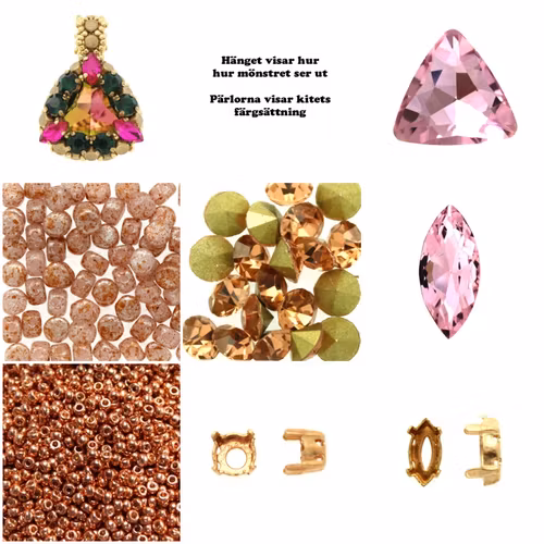 Rosa/Rosé Inkalos Trekant Hänge Kit (EJ MÖNSTER ENDAST PÄRLOR)