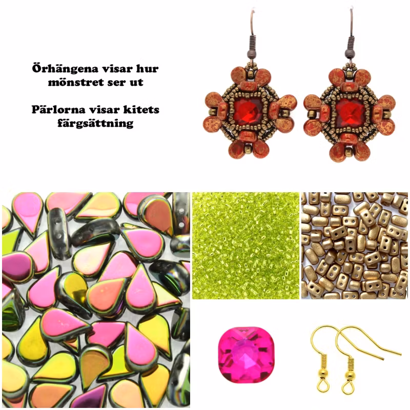 Rosa/Grön Cusam Örhängen Kit (EJ MÖNSTER ENDAST PÄRLOR)